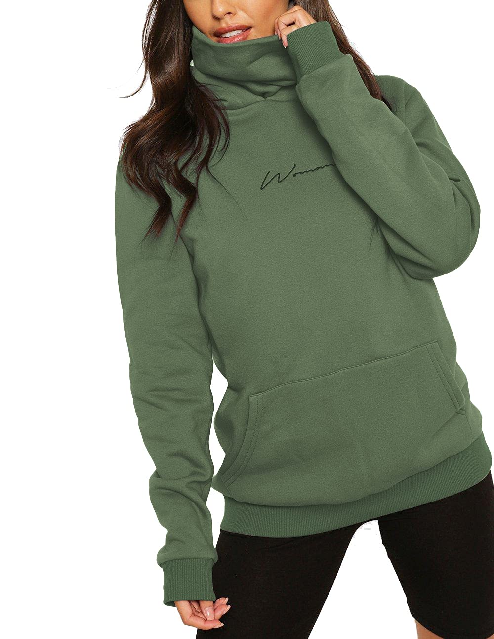 TrendiMax Damen Hoodie Kapuzenpullover Langarm Sweatshirt Winter Pullover Hochkragen Sweatjacke Kapuzen Pullis