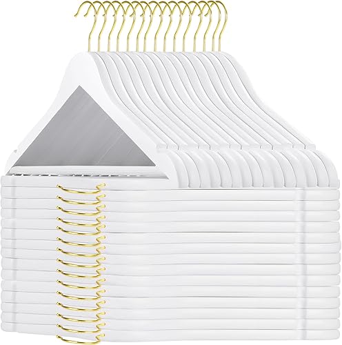 Miniatura 40 de TOPIA HANGER Perchas de Madera para Abrigos Paquete de 30, Perchas de Madera Vintage para Trajes con Barra Antideslizante para Pantalones, Gancho