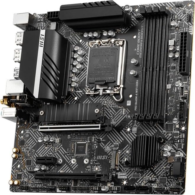 Image of MSI PRO B660M-A WiFi ProSeries Motherboard (mATX, 12th Gen Intel Core, LGA 1700 Socket, DDR5, PCIe 4, 2.5G LAN, M.2 Slots, Wi-Fi 6)