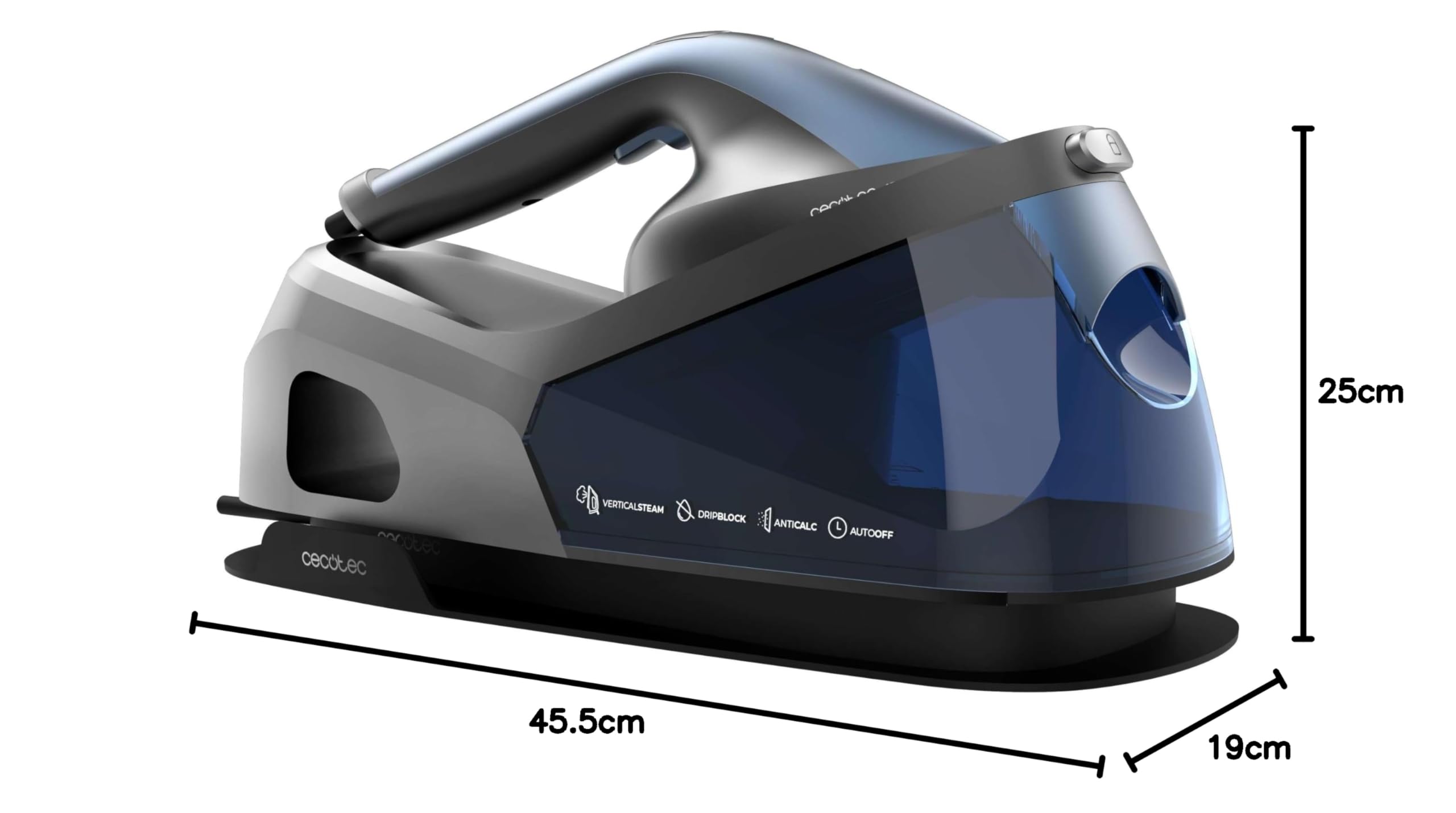 Cecotec Centre de Repassage Vertical IronHero V-2400 Station. 2400W, Semelle Céramique Turbo Slide, Réservoir 1,2L, 3 Modes, Débit de vapeur 180 g/min, Coup de Vapeur 370 g/min, Anti-calcaire.