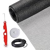 Deck-Sichtnetz-Ersatz-Set – Netz-Rolle | Fensterersatz | 390 x 119 cm robustes Fiberglas-Netz, haustiersicheres Netz mit Rollwerkzeug, Terrassentür-Reparatur-Set für Veranda, Schieben