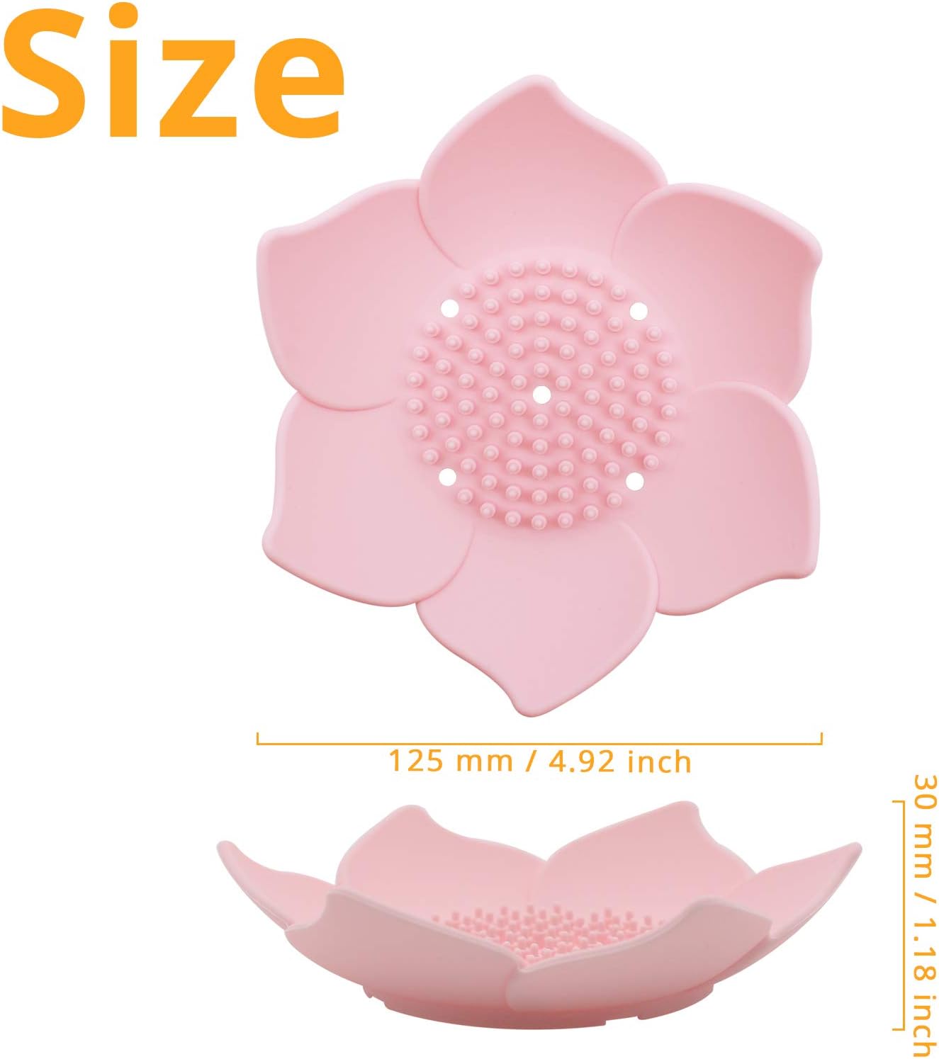 KUFUNG Soap Tray, Flexible Silicone Soap Dish, Soap Case Holder for Bathroom Shower Waterfall Drainer Kitchen, Keep Soap Dry & Easy to Clean (Pink, Silicone-Petal Shape)