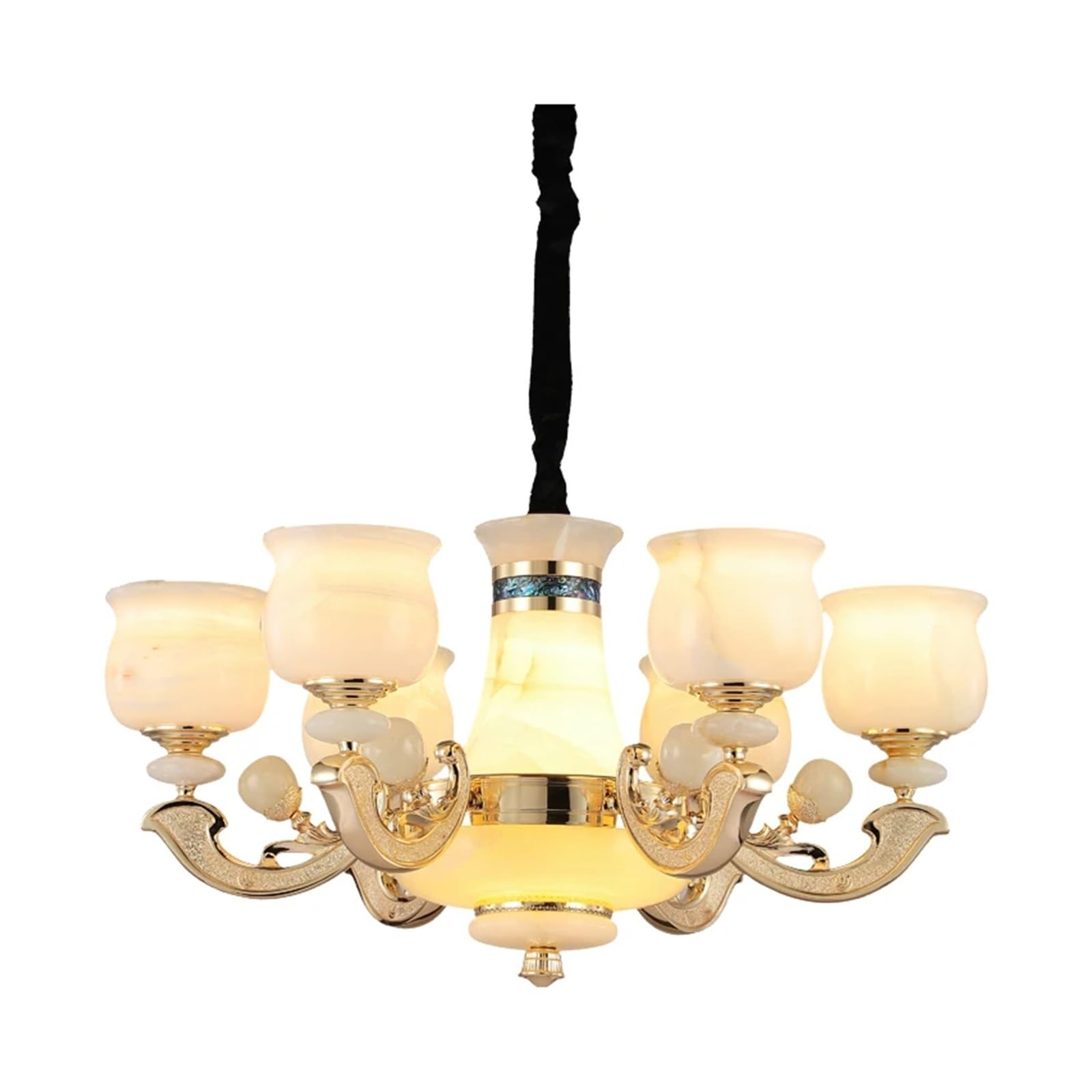 Lustre en cuivre style chinois de luxe pour salon de villa