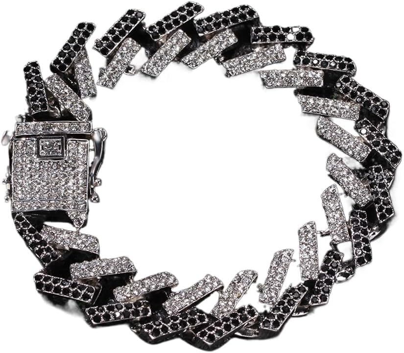 Solid Gold over S925 Sterling Silver 15mm Full Moissanite Bar Link Bracelet, Iced Out Cuban Chain, Jewelry for Men's Special Occasions