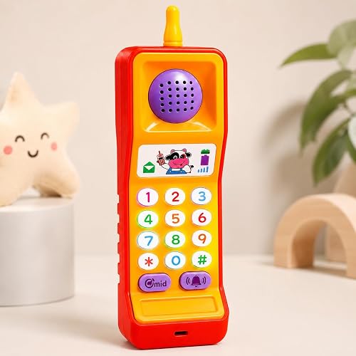 TOYCO® Musical Kids Phone Toy with Lights & Sounds | Educational Mobile Phone Toys for Babies & Toddlers | Number Learning, Animal Sounds & Pretend Play | Safe ABS | (Any Color) (Funny_Phone)