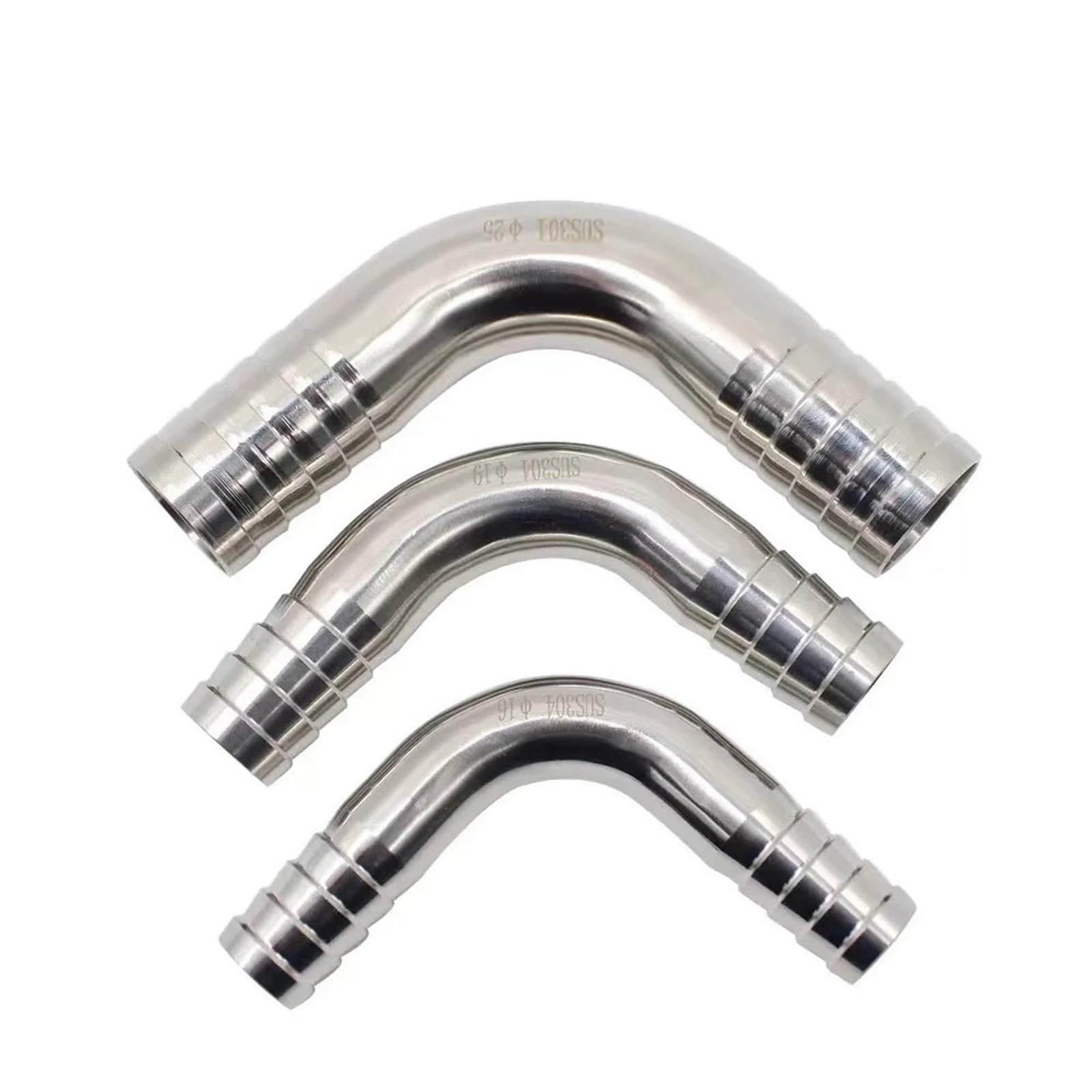 SS304/SS316L Schlauchanschlussbögen 90-Grad-Bogen mit Schlauchadapter 12,7 MM-102 MM(OD45MM 217.2g)