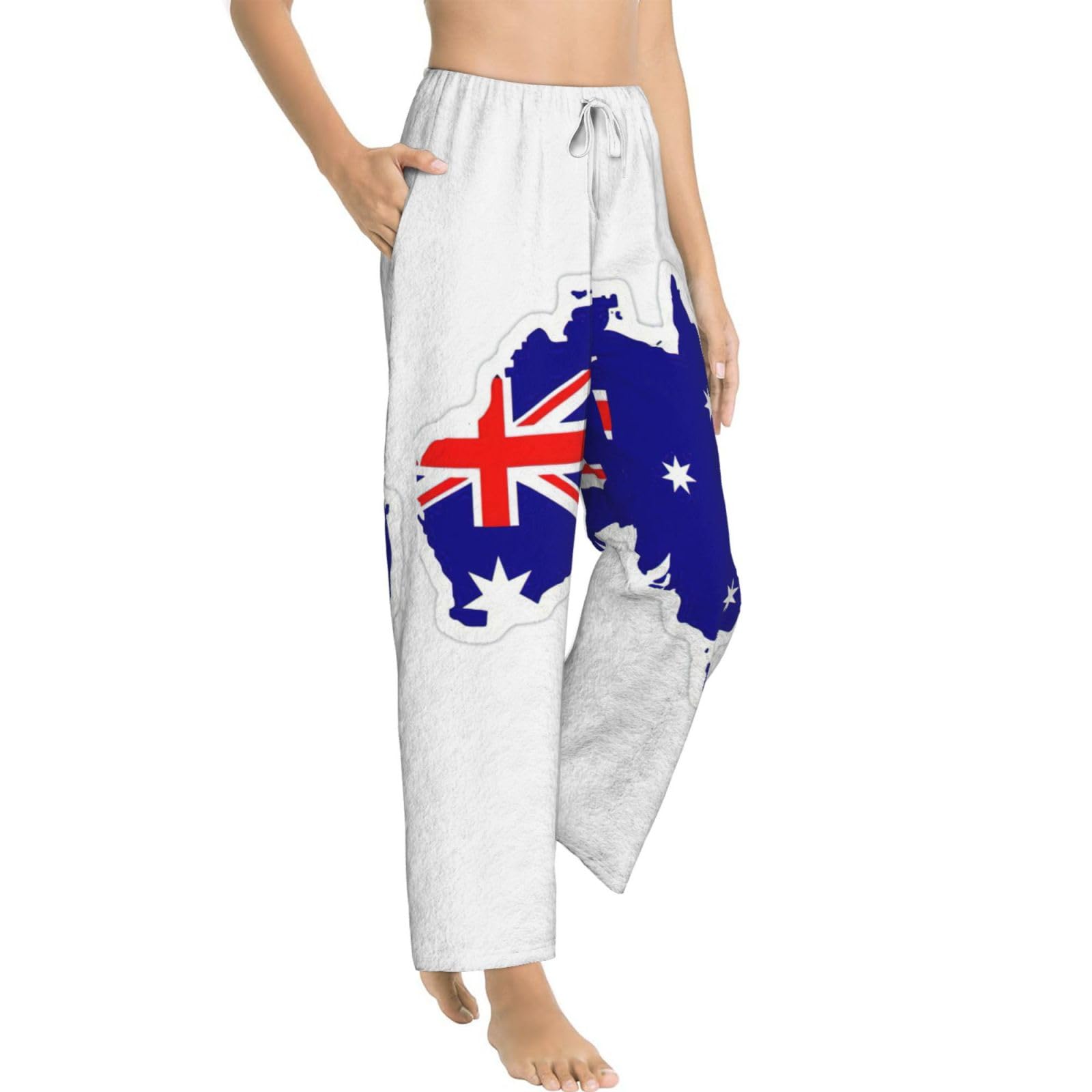 Damen-Schlafanzughose mit australischer Flagge, Flanell, warm, bequem, für Urlaub, Weihnachten