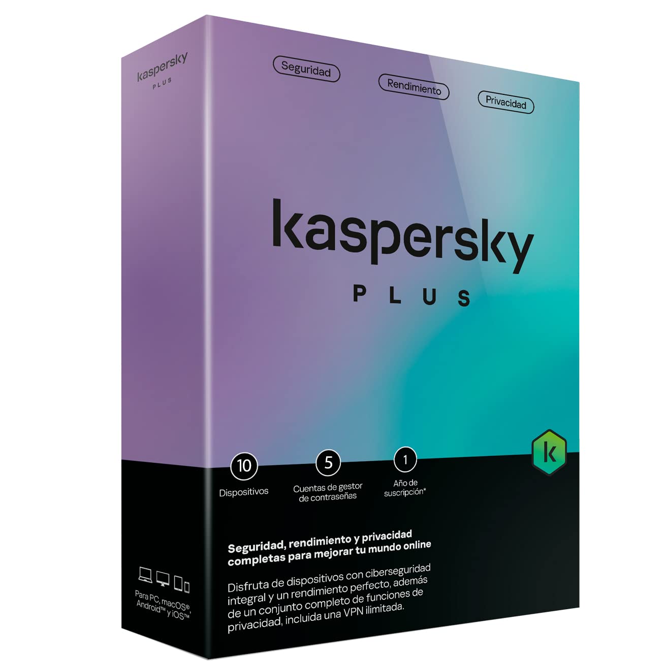 Kaspersky Plus 2023 | 10 urządzenia | 1 rok | Mini Box No CDAnti-Phishing i Firewall| Nieograniczona sieć VPN | Menedżer haseł | Ochrona bankowości internetowej | PC/Mac/Mobile