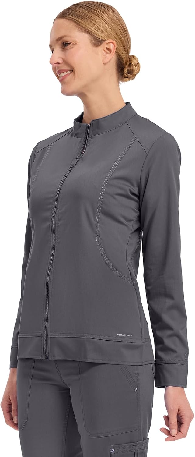 Healing Hands Purple Label Scrubs Jacket for Women Zip Up