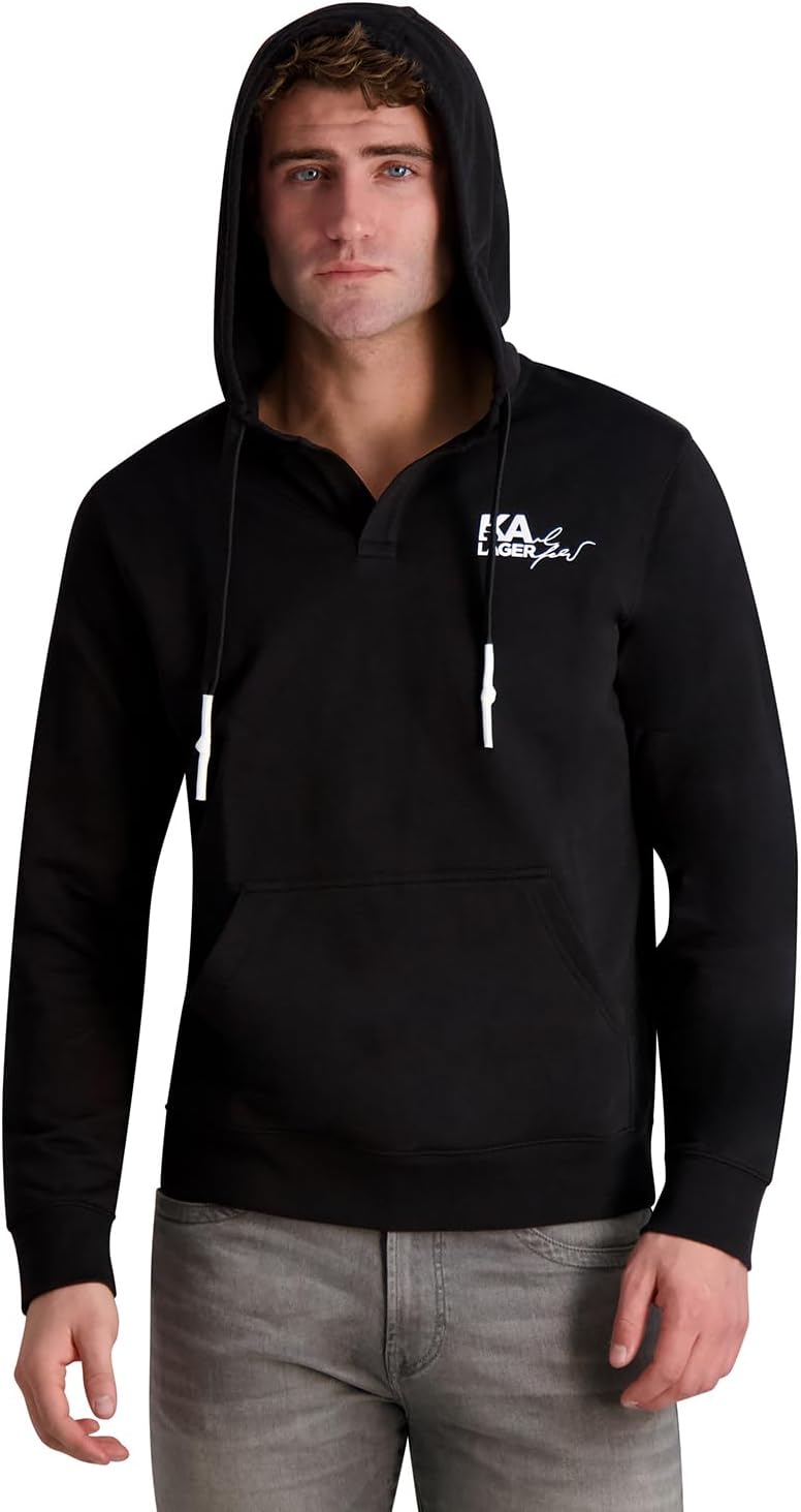 KARL LAGERFELD mens Hoodie With Rubber Logo French Terry - Image 2