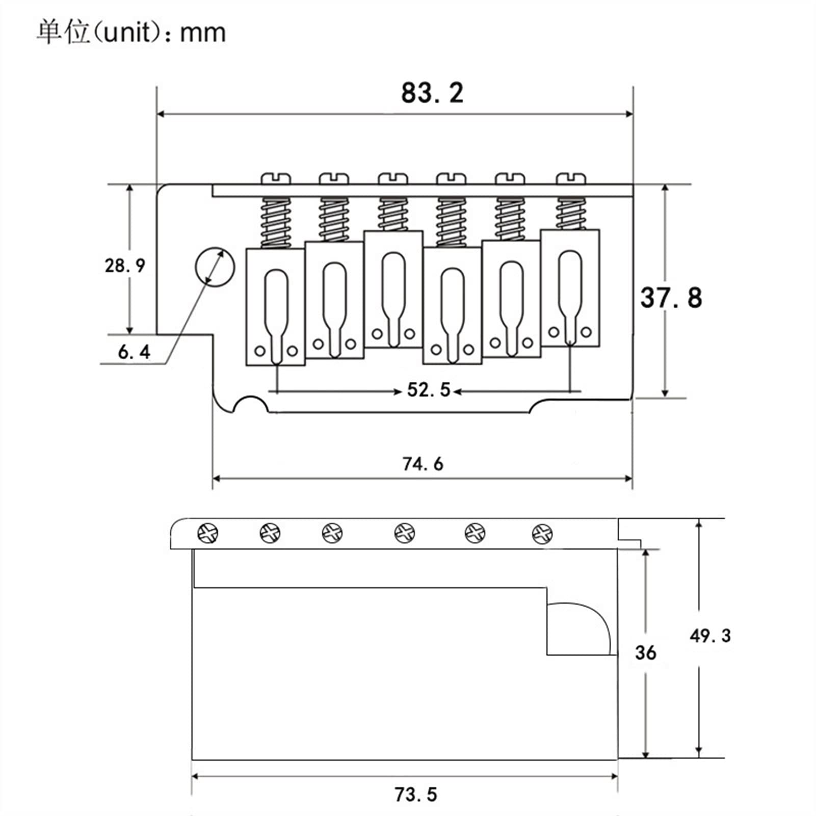 FLFL Calidad De Guitarra Eléctrica Puente Tremolo Puente Sistema Chrome para Piezas De Guitarra De Estilo Strat Sistema Puente Guitarra