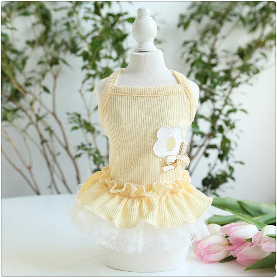 Spring and Summer Fresh Small Flower Pet Dog Skirt Temperament Dog Cats Dress Multi Colors Xs-XL Sizes Clothes for Small Dogs (Purple Medium)