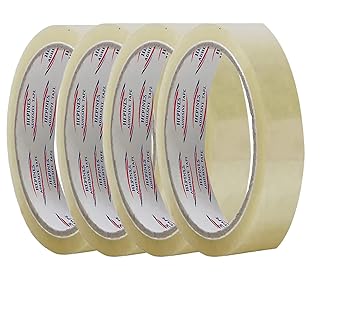 HAPPINESS INDIA 1 Inch 65 Meters, Pack of 4, Transparent BOPP tape Self Adhesive High-Strength Packing Tape Rolls, Packaging Tape e commerce Packaging Tape for Home, Office