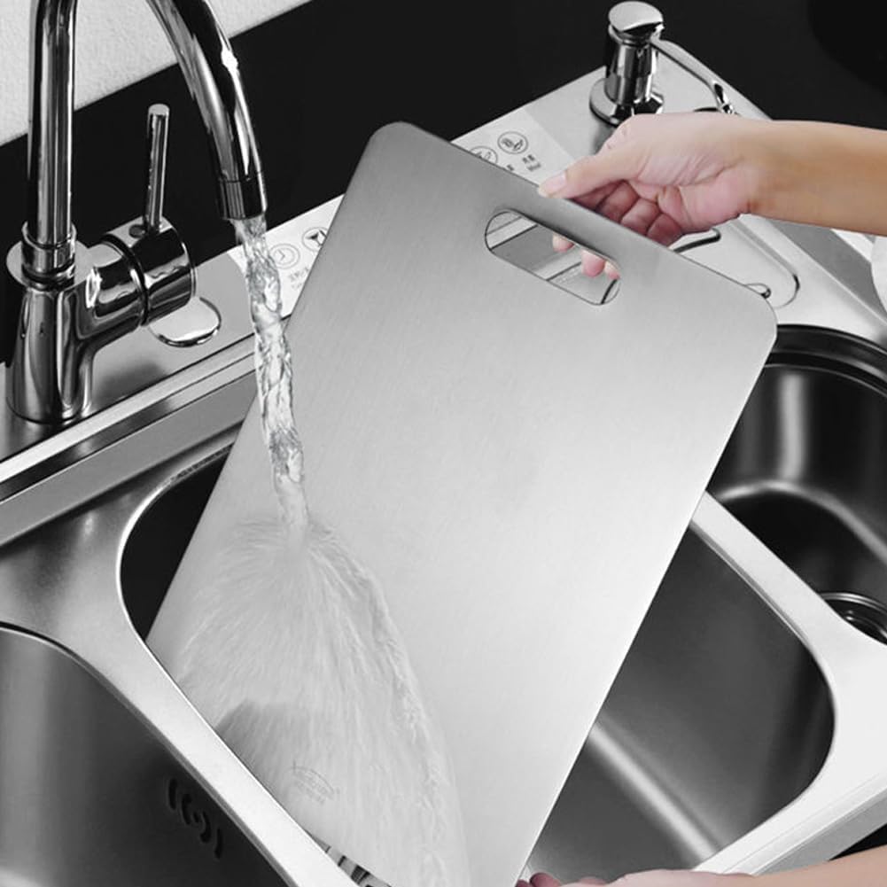 316 Stainless Steel Cutting Boards, New Upgrade SUS 316 Cutting Boards for Kitchen, Double-Sided Food-Grade Stainless Steel Cutting Board, Chopping Boards Cutting Mat for Meat Fruit & Vegetable (M)