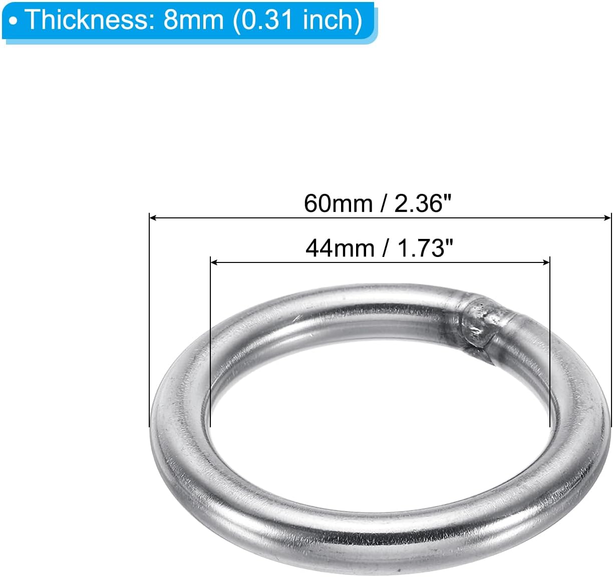 PATIKIL Metal O Rings, 304 Stainless Steel Round Rings for Hardware Bag