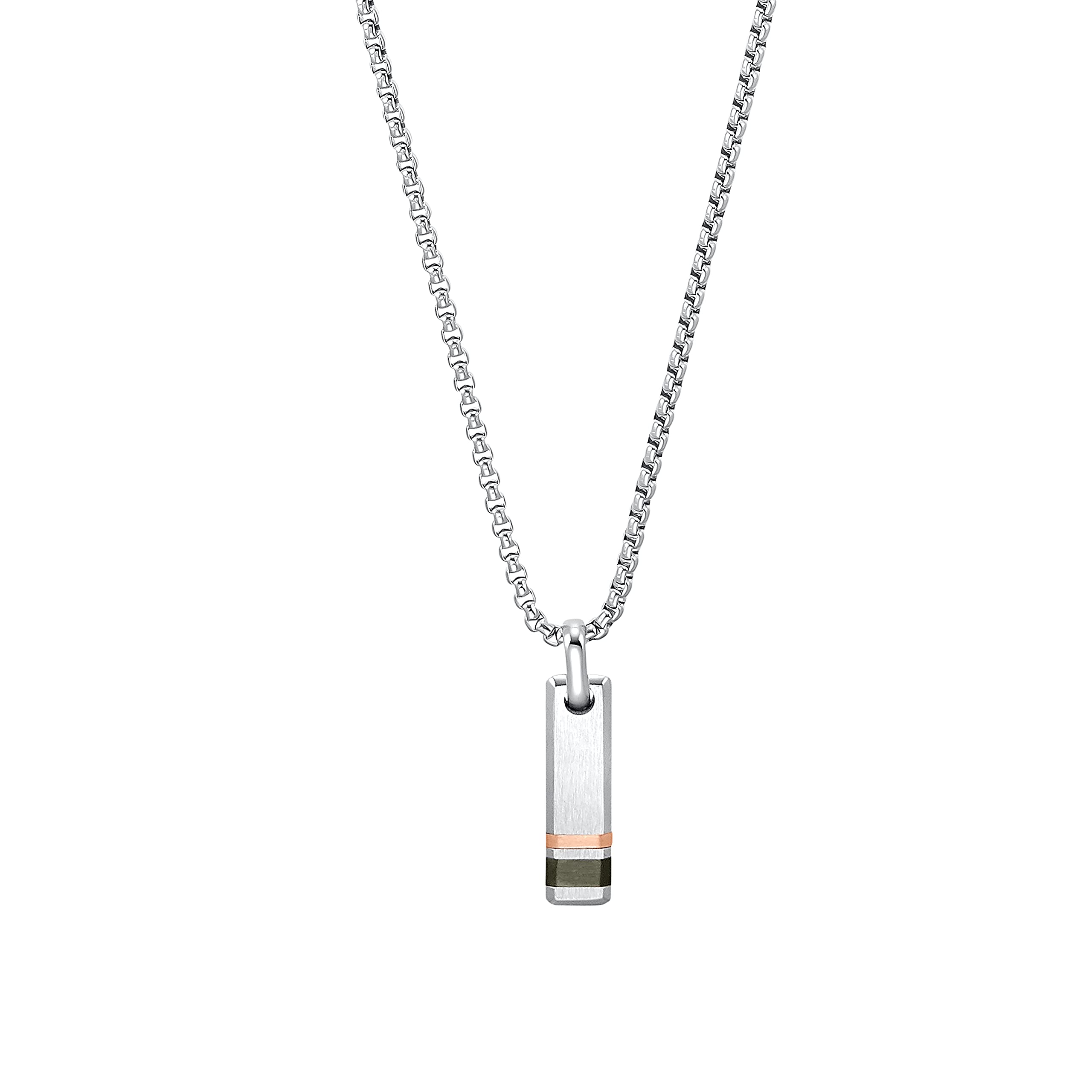 s.Oliver Kette mit Anhänger Edelstahl Herren Halsschmuck, 50+5 cm, Bicolor, Kommt in Schmuck Geschenk Box, 2032549