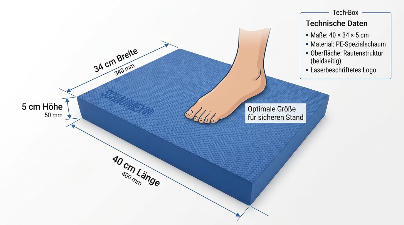 Balance Pad Made in Germany – Profi Gleichgewichtskissen für Fitness, Yoga & Physiotherapie – rutschfeste Hexagon-Struktur – Stabilitätstraining & Reha – inkl. 16 Übungen – 40×34×5 cm
