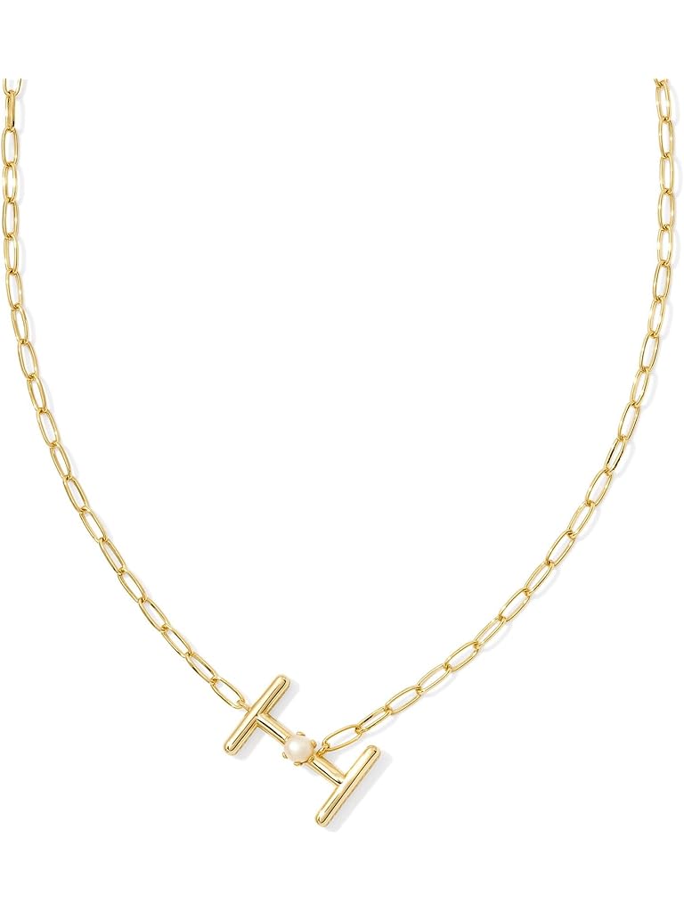 Silver Kendra Scott Pearl Letter I Short Pendant Necklace