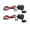 Dual USB Charger Socket Waterproof Power Outlet 12V/24V 2.1A & 2.1A for Car Boat Marine RV Mobile Blue LED