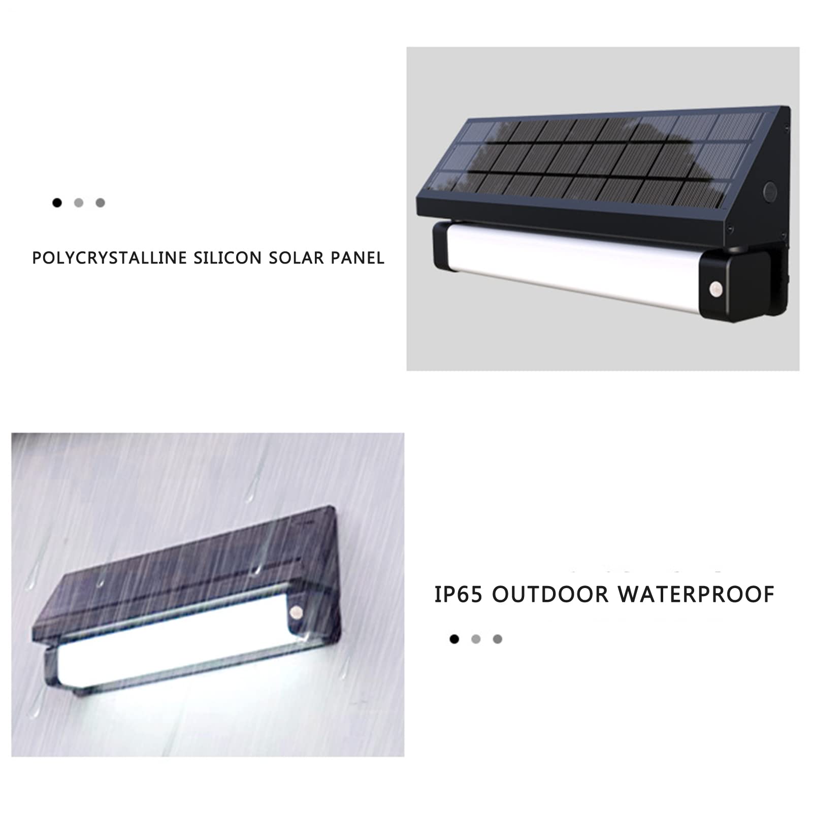 Sensor de Luz Solar Exterior 3300mAh Lámparas Solares con Modo de Luz Blanca/Cálida IP65 Impermeable LED Foco Solar Luz de Pared de Aluminio para Jardín