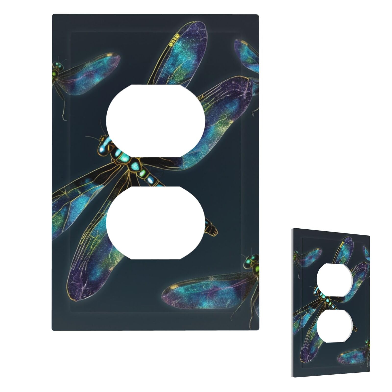 Dragonfly Wall Plate Cover Modern Decorative 1 Gang Light Switch Cover Unbreakable Receptacle Outlet Covers For Living Room Bedroom Home Decor Duplex