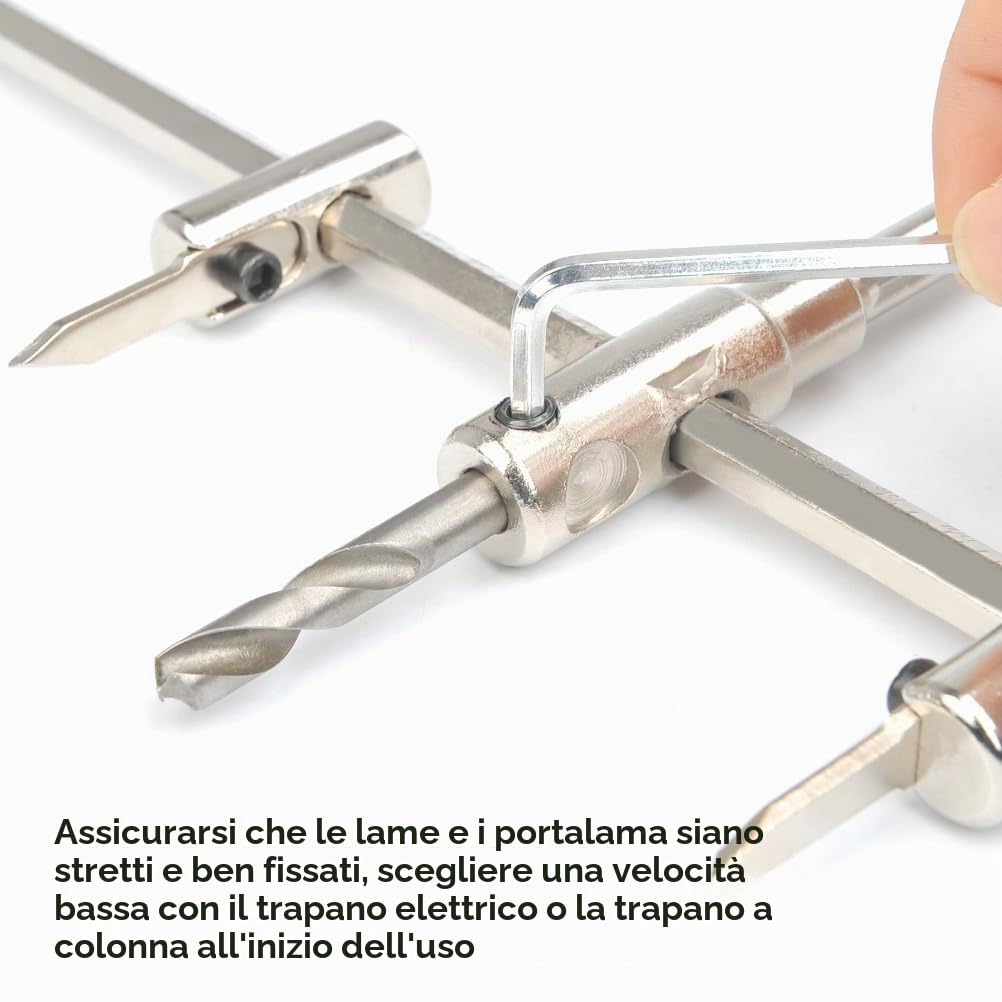 Fresa Circolare Regolabile 30 mm-300mm, Sega a Tazza Regolabile, Punta Trapano per Foro Regolabile Circolare per Legno Compensato Laminati, Lavorazione del Legno