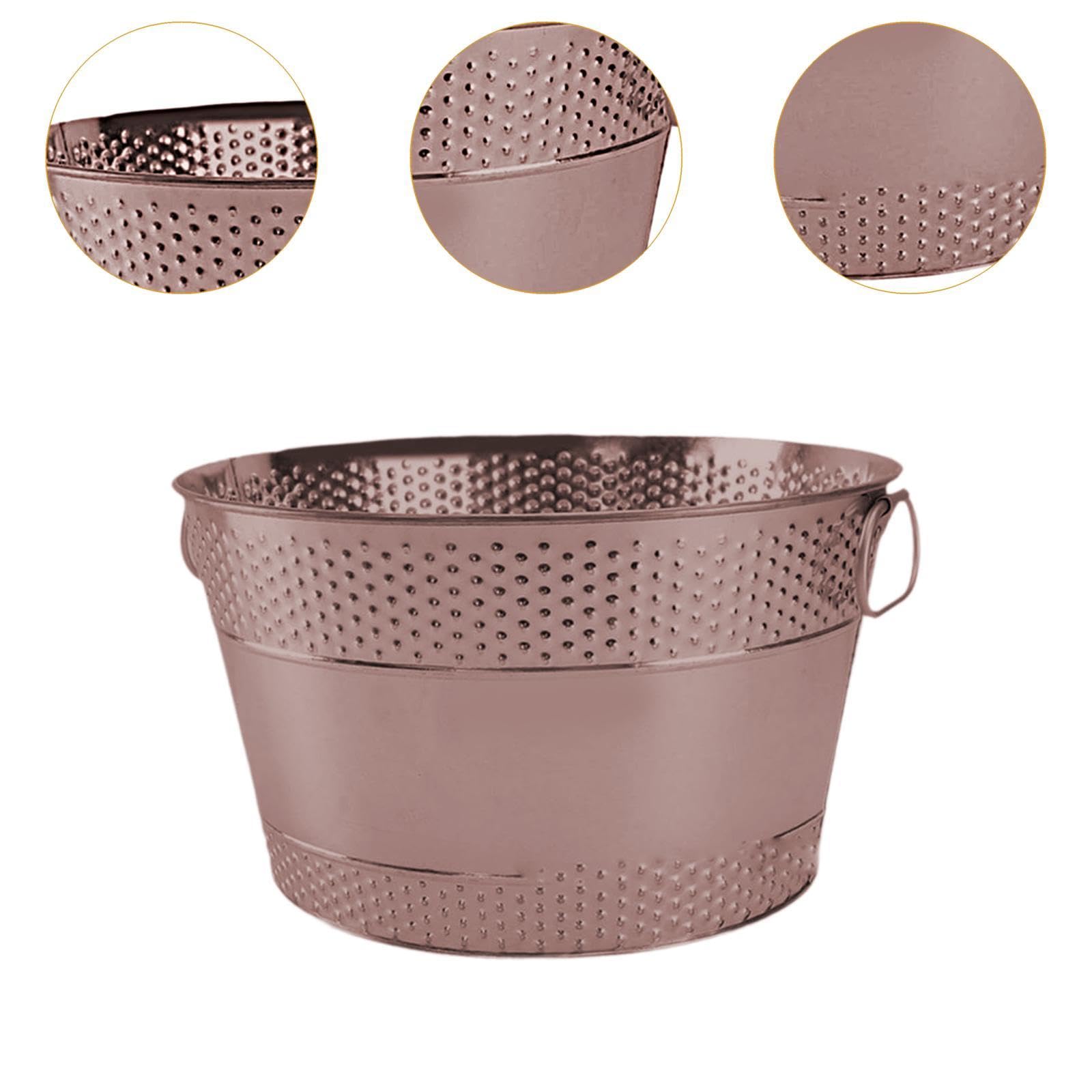 Seau à Glace En Métal Galvanisé Contenant Bac à Boissons Rafraîchisseur Bière Vin Poignée Portable Rangement Facile et Adapté Aux Fêtes Restauran, Bronze