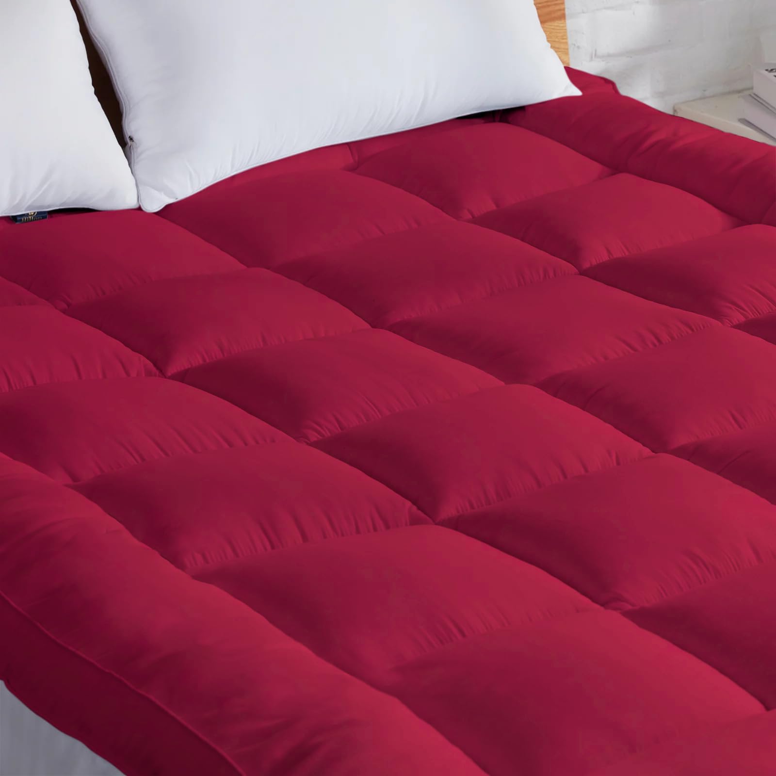 AJISH Super Soft Mattress Topper Single Bed 72X36 | Single Bed Topper Padding 2" inch | 1200 GSM Microfiber Top Surface Back & Neck Pain Relief | Comfort Sleep All Night (Maroon, 3 X 6 Feet)