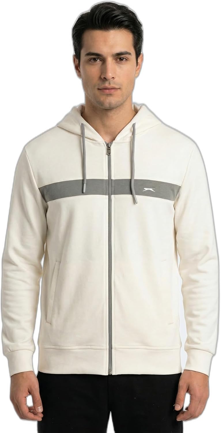 Slazenger KRALON I Erkek Kapüşonlu Cepli Ekru Sweatshırt