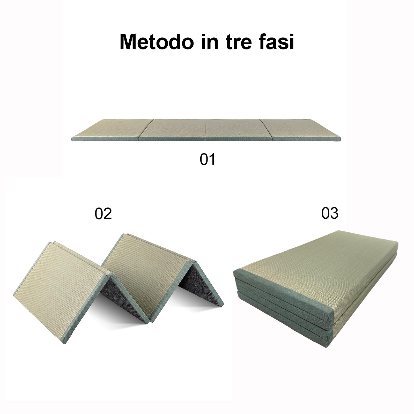 Tradizionale Giapponese Tatami Futon Materasso, Tappetino Giapponese Futon in Igusa per Dormire, Meditazione, Yoga, Zen, Verde, 100×200×3.5cm
