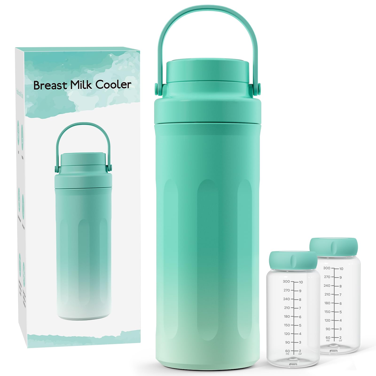 Refroidisseur de lait maternel portable de 650 ml pour le travail et les voyages, refroidisseur de lait maternel avec refroidissement total à 360° pendant 24 heures et double biberon étanche
