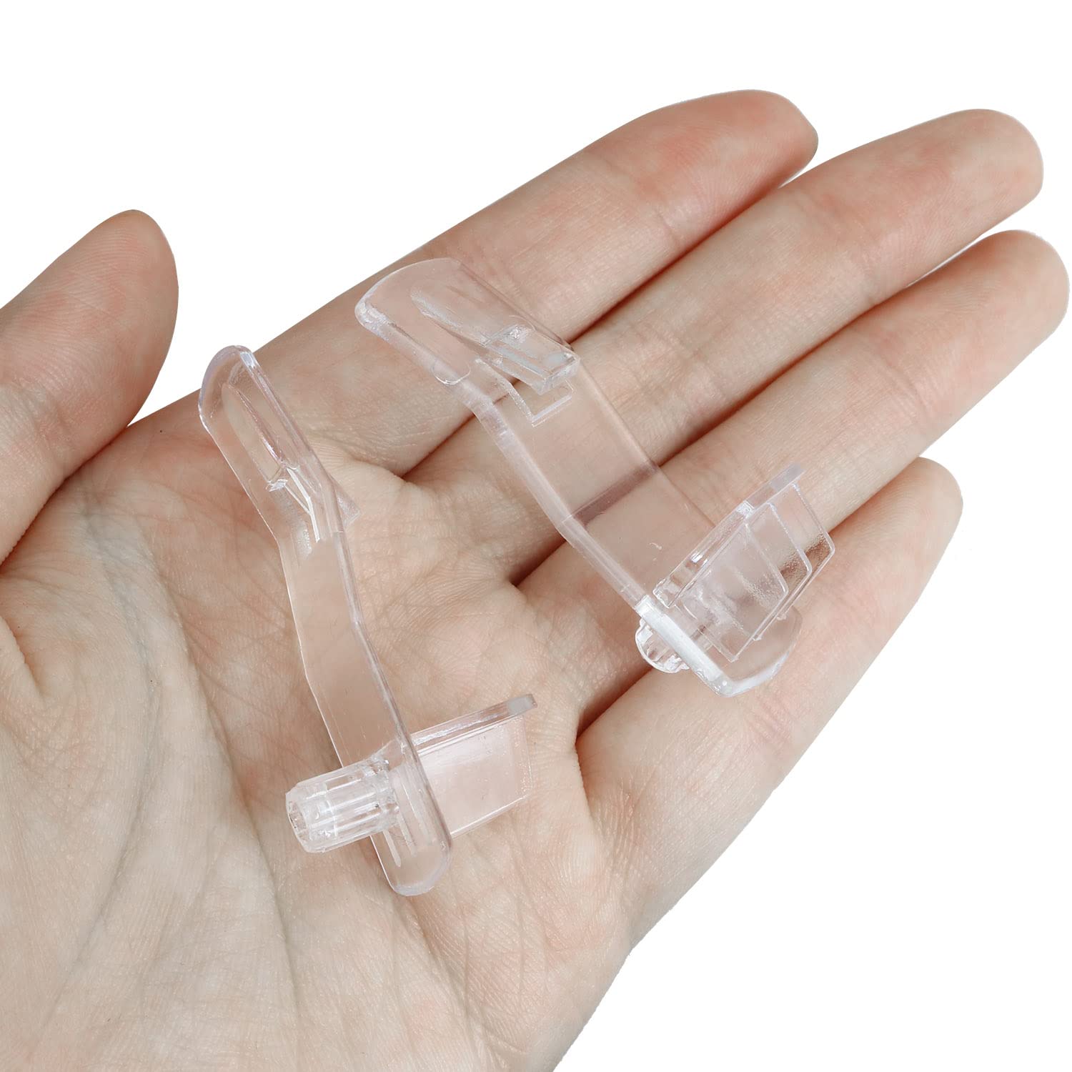 Shelf Support Peg LUORNG 20PCS Clear Plastic Locking Shelf Support Pin Clips, Cabinet Shelf Pins for 1/4inch Diameter Hole and 25/32inch Shelf,Self-Locking Bracket Clips — Amazon image 6