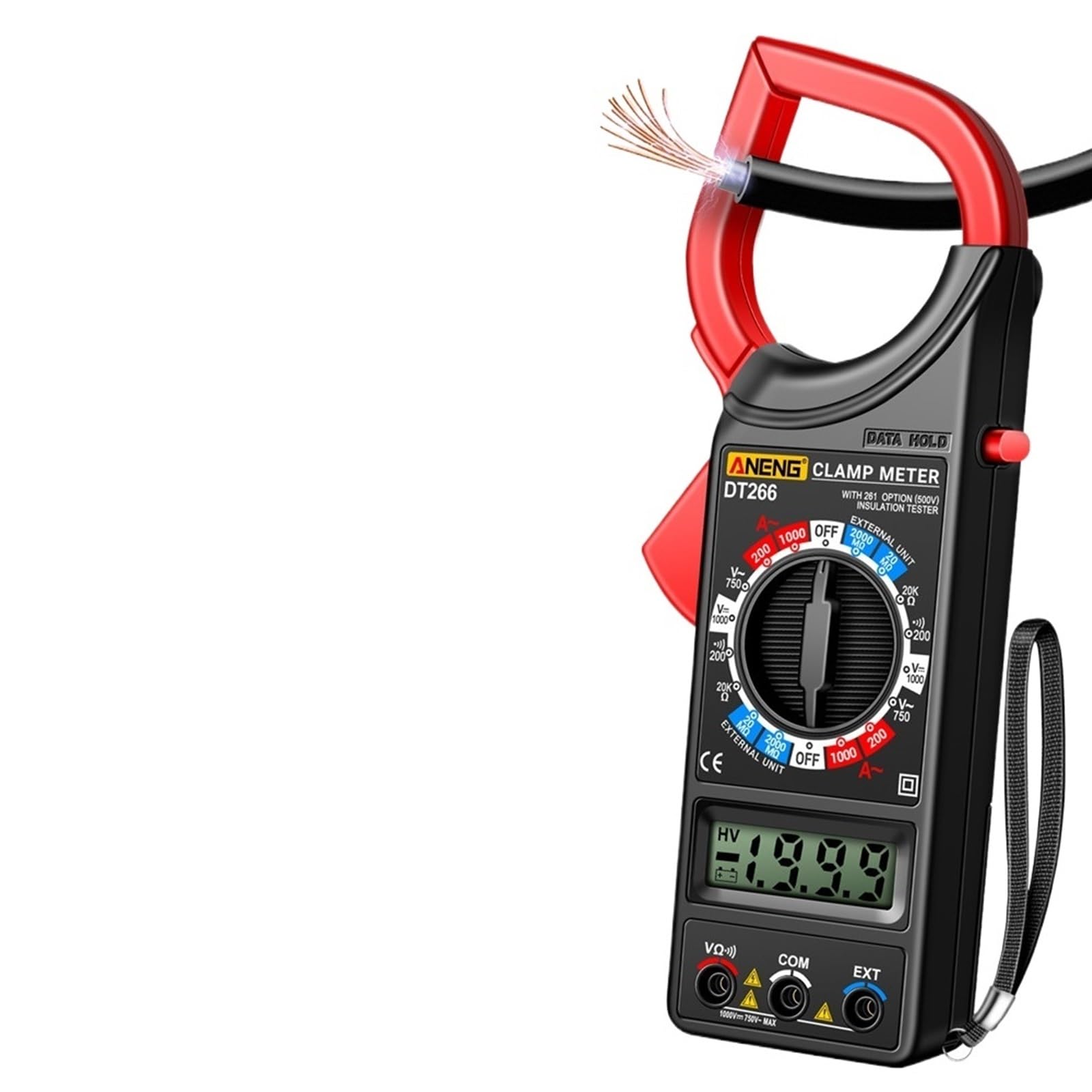 Pince ampèremétrique intelligente DT266-8 1999 points Détection de courant professionnelle numérique de haute précision 2000 outils de test de résistance(Red Pro)