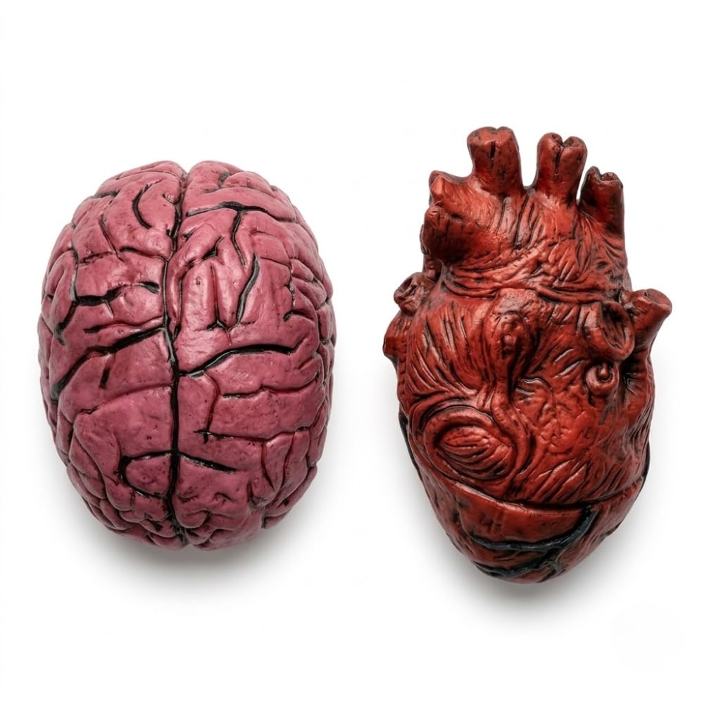 Photo 1 of PMU Fake Brain & Fake Heart Body Parts Anatomy Models, 2 Pcs Set