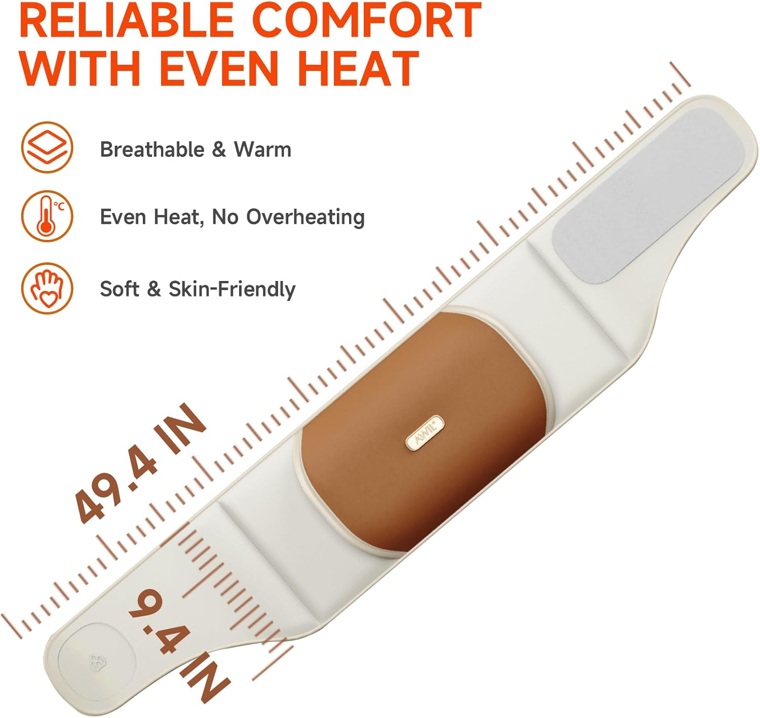 Large Sea Salt Weighted Heating Pad for Back & Legs & Hand Warming, Even Heat (Brown, Leather)