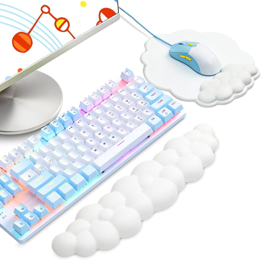 MoKo – Repose-poignet Cloud, Repose-poignet Ergonomique Pour Clavier Cloud Avec Repose Souris Rose