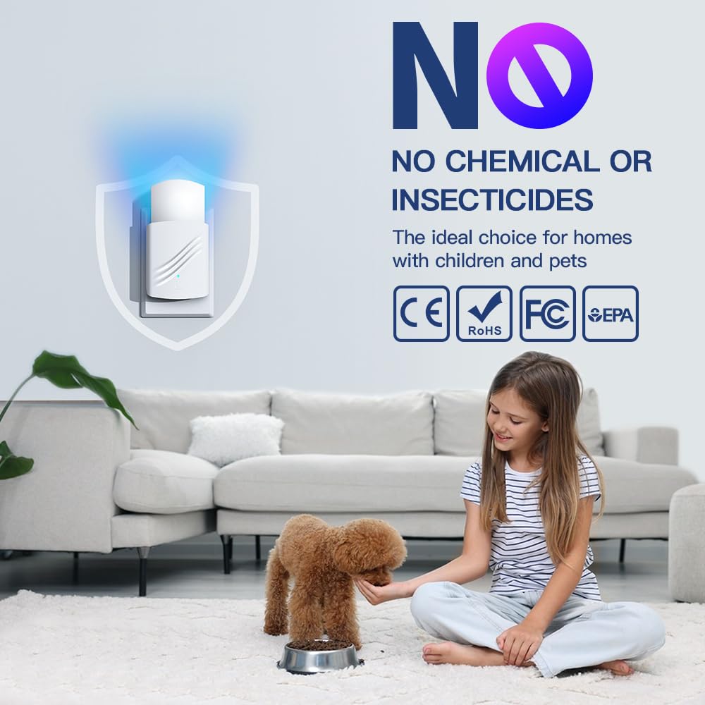 Fruit Fly Traps for Indoors, Mosquito Trap Plug in Bug Catcher with Night Light, Moth Housefly Insect Gnat Traps for House Indoor Kitchen Office - No Odor (1D+6Refills) — view 3