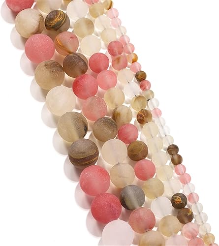 Miniatura 6 de Cuentas de piedra de sandía mate natural de 0.157 pulgadas (0.157 in) de jaspe esmerilado, cuentas redondas sueltas de piedras preciosas para