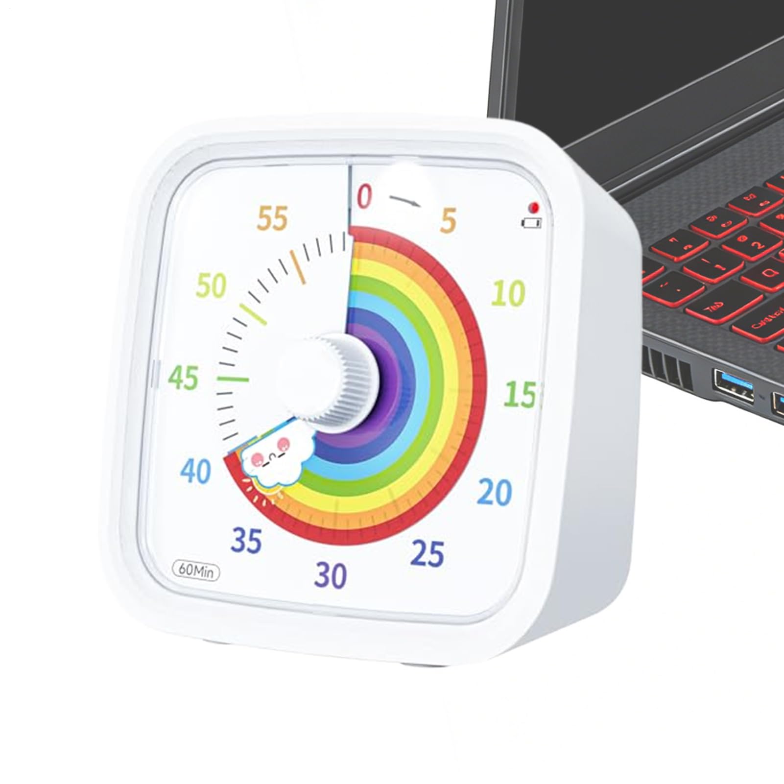 Minuteur visuel arc-en-ciel 60 minutes avec étui de protection pour enfants et adultes
