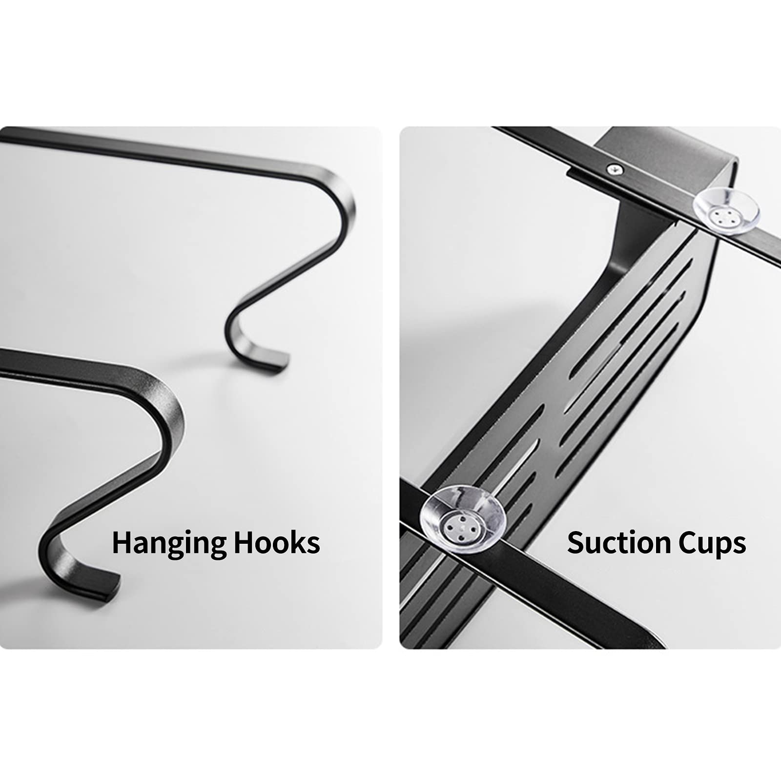 Fdit Organizer Prysznicowy na Drzwi, 2-poziomowy Wieszak na łazienkę z | Haczyki na Ręczniki i Gąbki, Otwory Odpływowe, montaż Bez Wiercenia z Przyssawkami, Pasuje do Standardowych Drzwi
