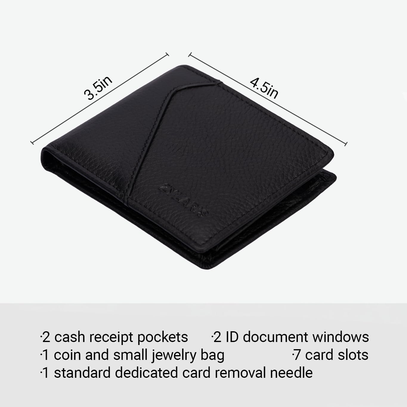Soft leather Wallet Men,Classic Bifold Wallet, RFID Blocking, 7 Card Slots, Multiple Compartments, It is equipped with 1 coin pocket. (Jet Black) image 4