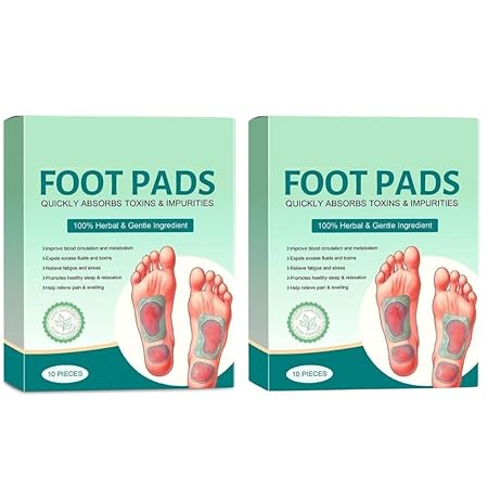 (Pack of 2) Herbal And Gentle Ingredient Foot Pads (20 pieces), Natural Ingredients for Sleep Aid, Pain Relief, Toxin Removal with Bamboo Vinegar Detoxification and Acupoint Micro-Massage Technology