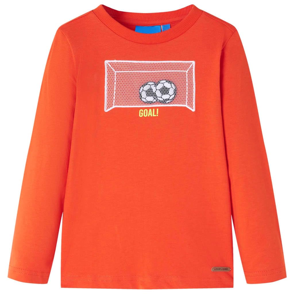 Vidaxl (, 116) Kids' T-Shirt With Long Sleeves Children's T Shirt Tee Football Goal Design Orange