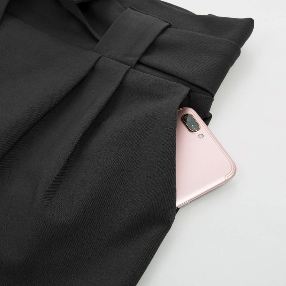 GRACE KARIN Pantaloni Donna Eleganti a Vita Alta Lunghezza Ritagliata 9/10 con Fiocco Decorato