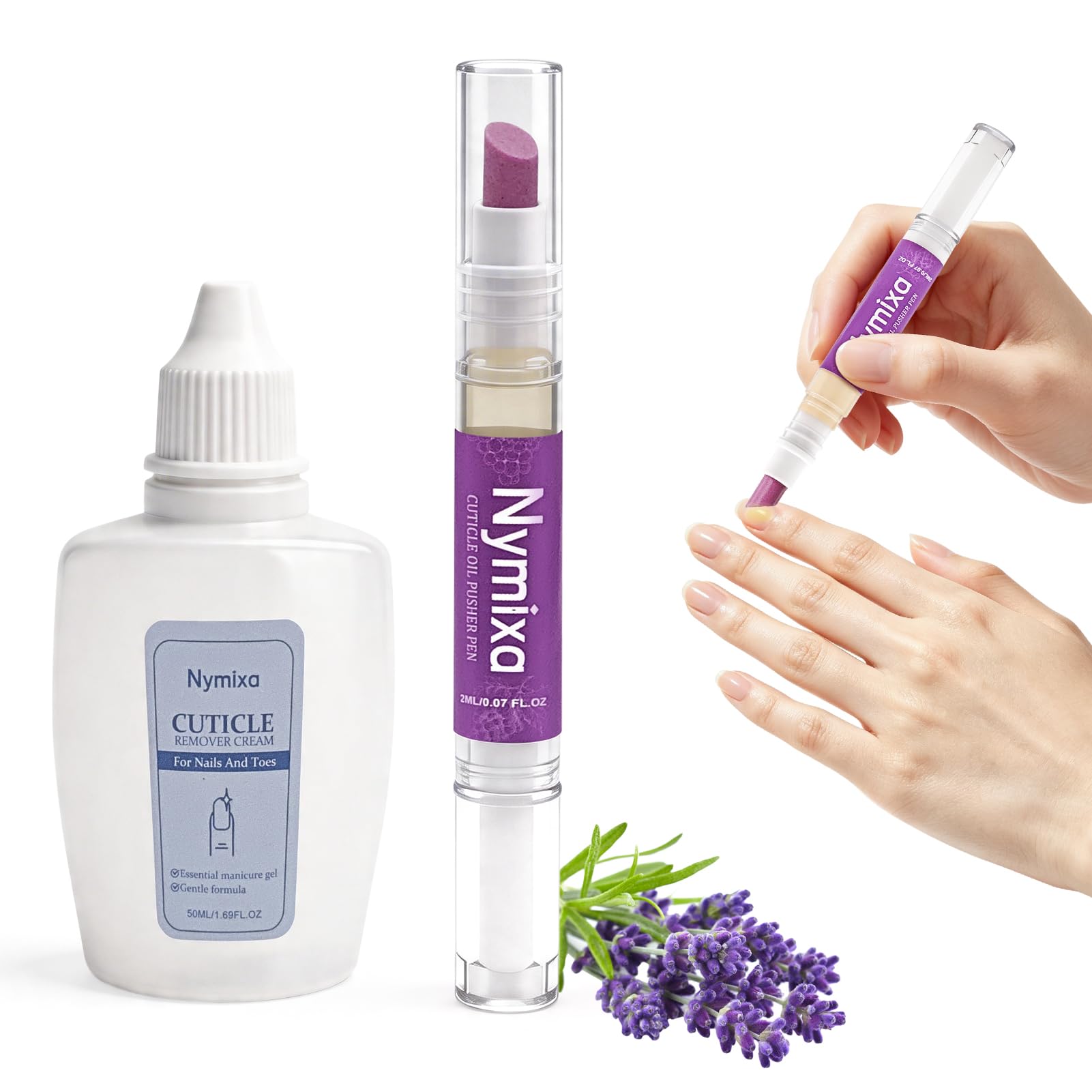 Set per la cura delle unghie 2 pezzi, penna per la cura delle unghie, rimuovi cuticole, penna per olio per cuticole 3 in 1, per riparare unghie screpolate e secche