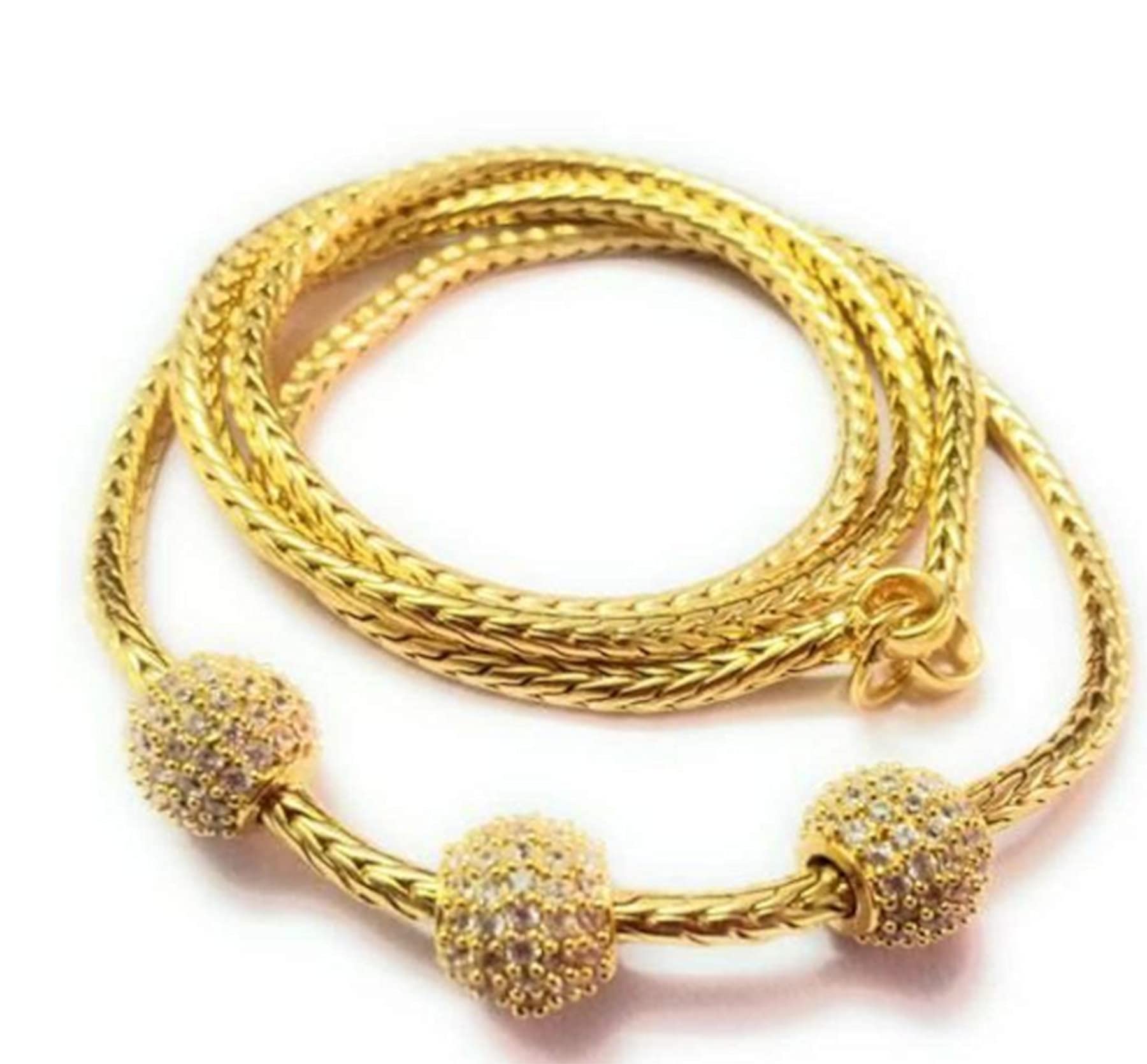 BFJ- BHEESHMA FASHION JEWELLERYOne Gram Gold Jewellery Long Chains for Women | Gold Plated Chains for Women | 1Gram Gold Jewellery for Women | Mugappu Chain for Women | 26 Inches