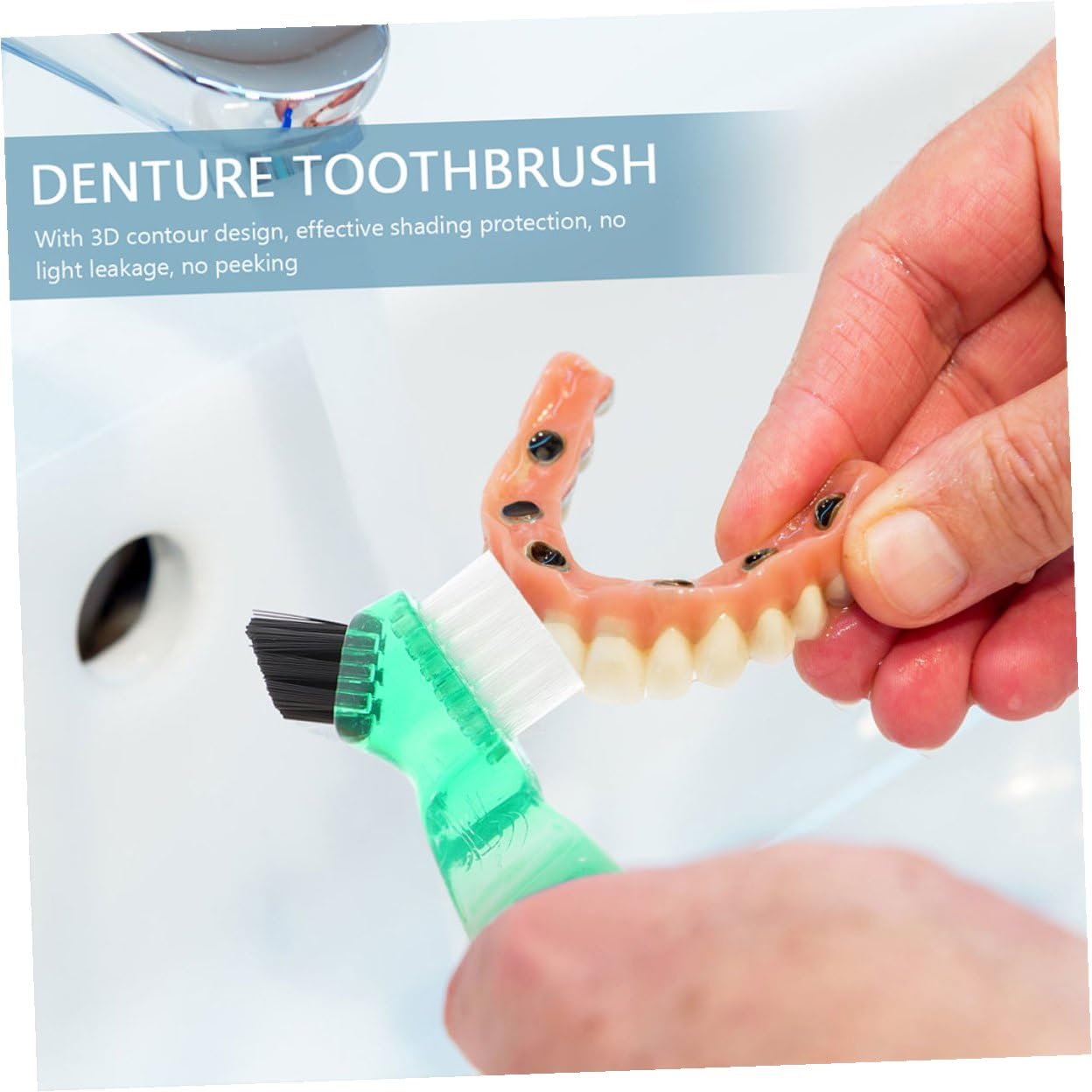 3 piezas Cepillo para Dentaduras Pequeño Multifuncional Portátil para Cuidado Bucal con Doble Punta y Cerdas Duraderas Colores Rojo Naranja y Verde