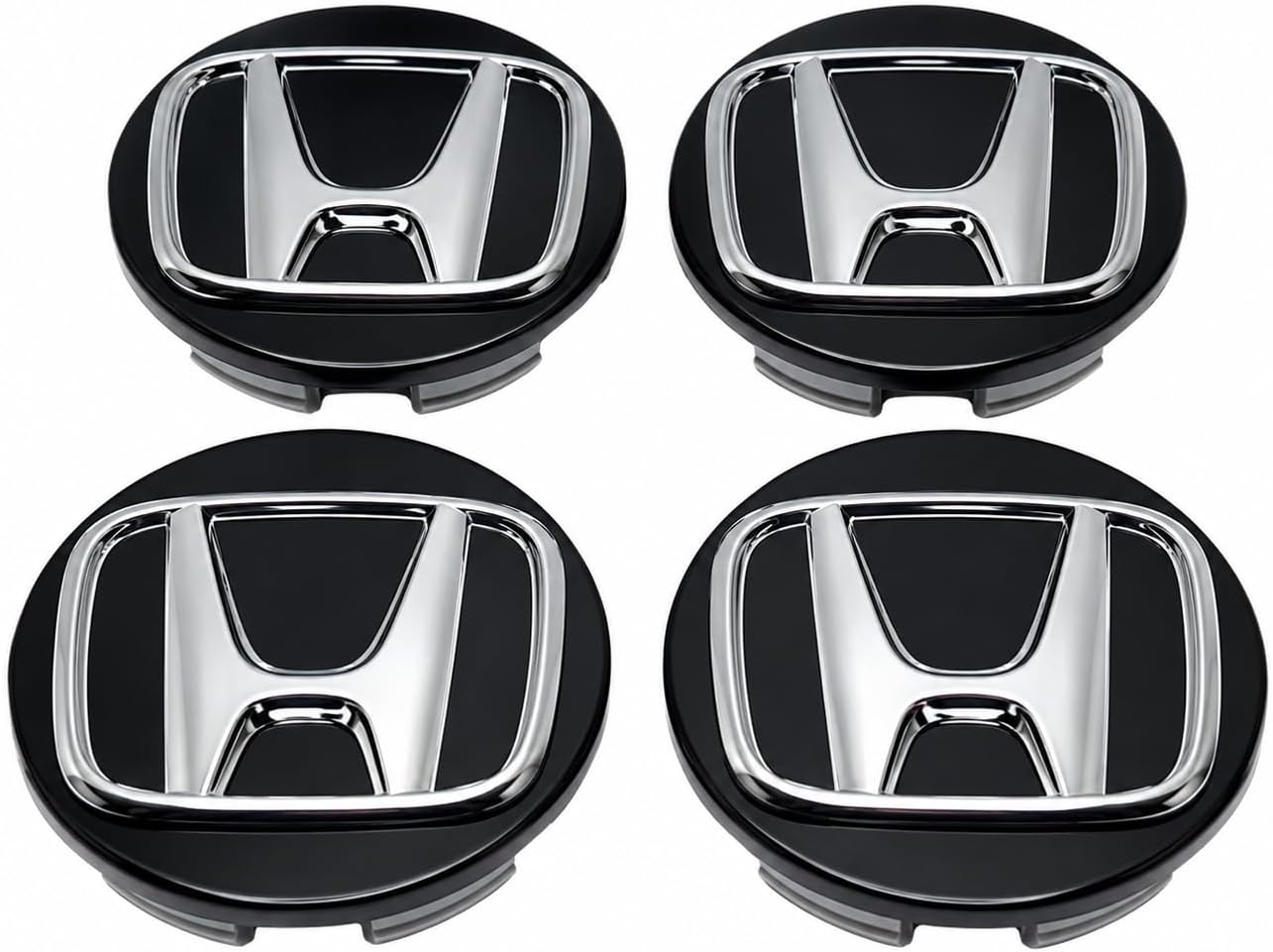 Wheel Center Caps for Honda Civic 2022-2025, Black and Chrome, Sealed, Set of 4, OEM 44732TVAA21