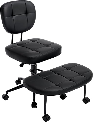 Miniatura 9 de Silla de oficina con patas cruzadas, silla de escritorio ergonómica cruzada con ruedas de freno, silla de escritorio para oficina en casa con altura