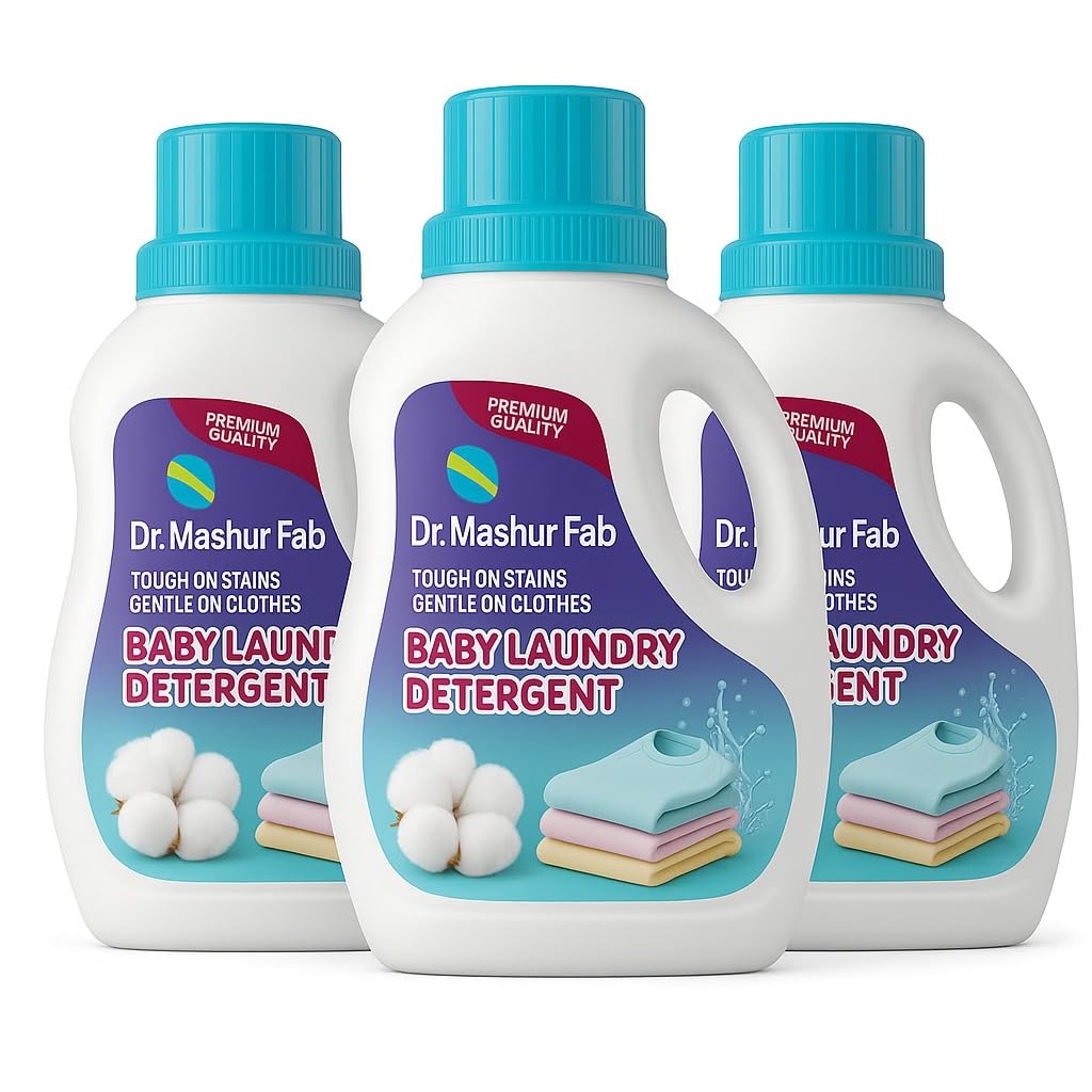MASHUR FAB | Laundry Detergent for Newborns baby and children - Gentle, Hypoallergenic, Chemical-Free Liquid for Clothes, Stain Remover, Suitable for All skin, Baby Essentials - 1L (3, Bottal)-image-18